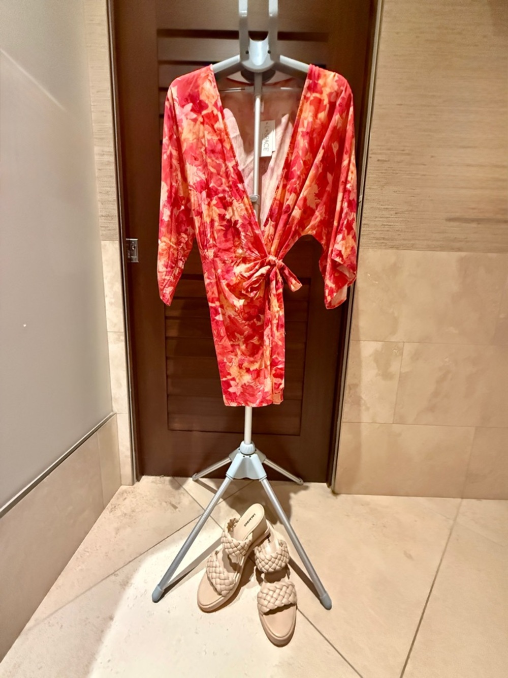 L*Space Pfeiffer Floral Wrap Dress Pink Orange Tropical Size S NWT